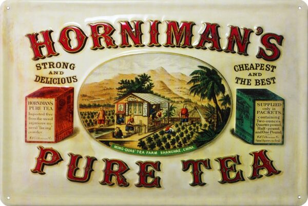 Plaque métal publicitaire 20x30cm bombée en relief : Horniman's pure Tea – Image 2