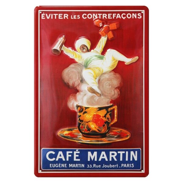 Plaque métal publicitaire 20x30cm bombée en relief : CAFÉ MARTIN