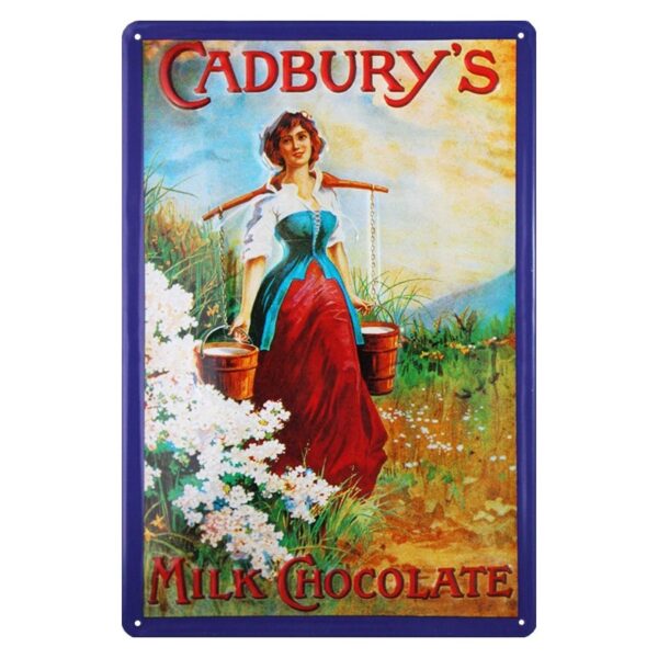 Plaque métal publicitaire 20x30cm bombée en relief : Cadbury's Milk Chocolate