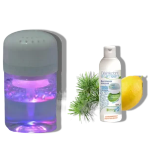 KIT COMPOSE D'UN PURIFICATEUR D'AIR PORTABLE ALIZE POUR VOITURE ET UN DESINFECTANT DYNAMISANT CONCENTRE 125ML