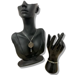 DUO PENDENTIF ANTI ONDE METAL ET PIERRES LARKIVITE AVEC SON BRACELET ASSORTI