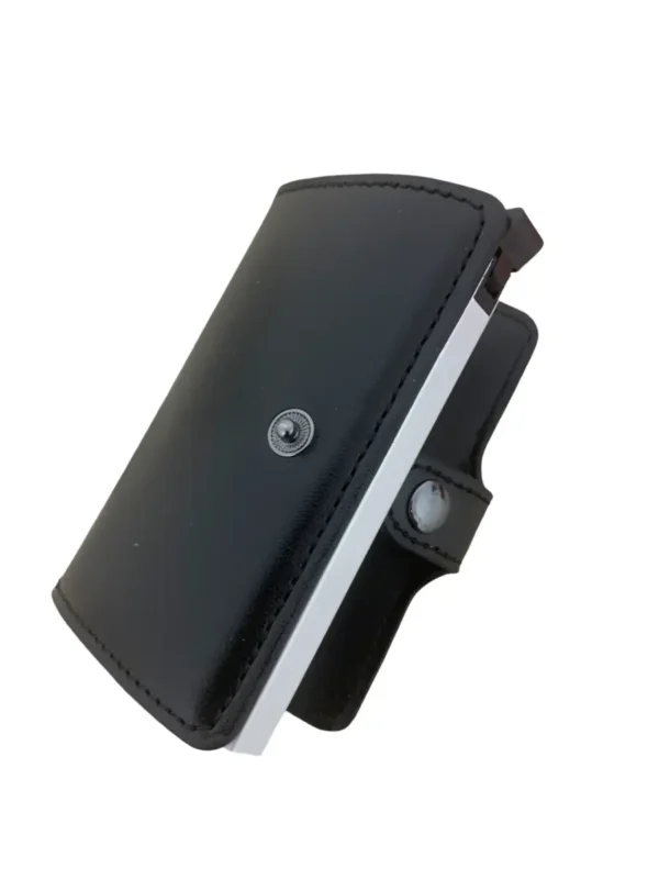Portefeuille Barrière RFID Metal & Cuir PU Noir
