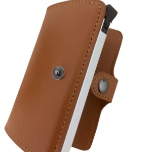 Portefeuille Barrière RFID Metal & Cuir PU Marron