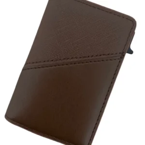 Portefeuille Barrière RFID Métal & Cuir PU PATCHWORK CHOCOLAT