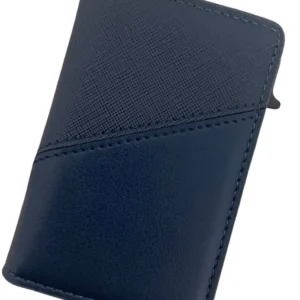Portefeuille Barrière RFID Métal & Cuir PU PATCHWORK BLEU MARINE