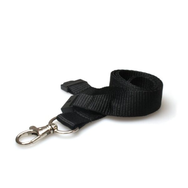 Cordons de 20 mm avec clip de déclenchement en métal - Lot de 100 / noir