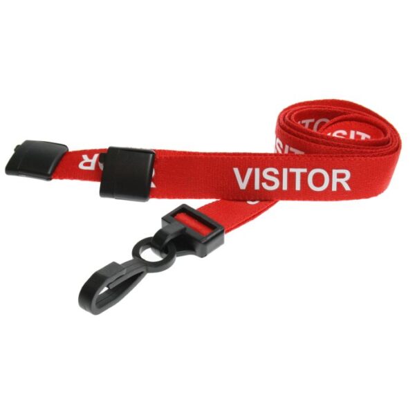 Cordons visiteurs en rPET 15 mm avec clip en J en plastique - Paquet de 100 / rouge