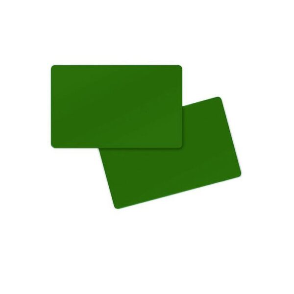 Carte PVC verte mate teintée 86 x 54 x 0,5 mm Agréée alimentaire (500)