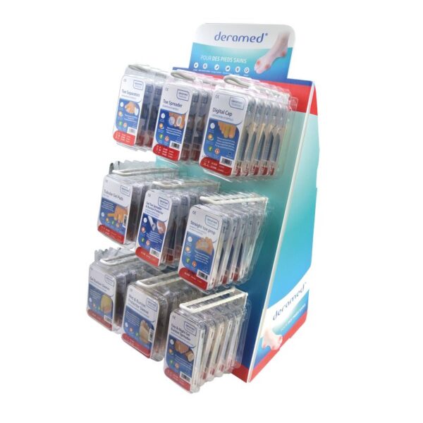 Présentoir garni soins des pieds Deramed