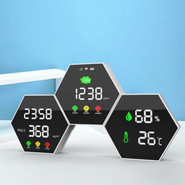 KAPM120 Analyseur de qualité de l'air mural, CO2 Horloge, Détection Infrarouge (NDIR)wifi – Image 3