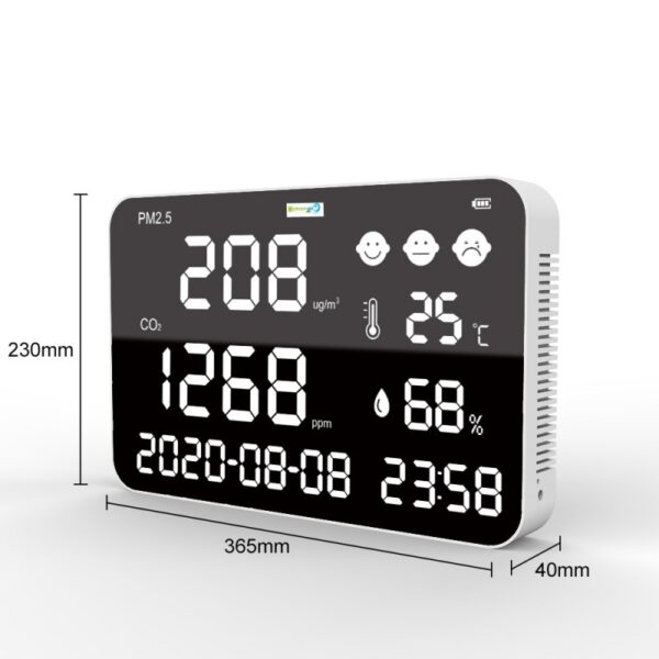 KAPM140 Analyseur de qualité de l'air mural Détection Infrarouge (NDIR) Horloge / Date / Fonction Wifi – Image 4