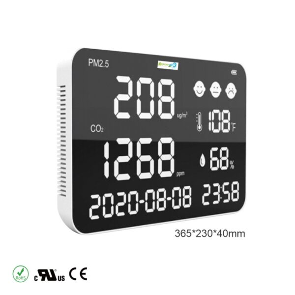 KAPM140 Analyseur de qualité de l'air mural Détection Infrarouge (NDIR) Horloge / Date / Fonction Wifi – Image 3