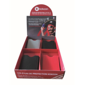 Présentoir de 16 Protège CB Barrière RFID en simili cuir 1 carte