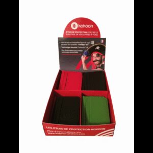 Présentoir de 16 Protège CB Barrière RFID en simili cuir 4 cartes