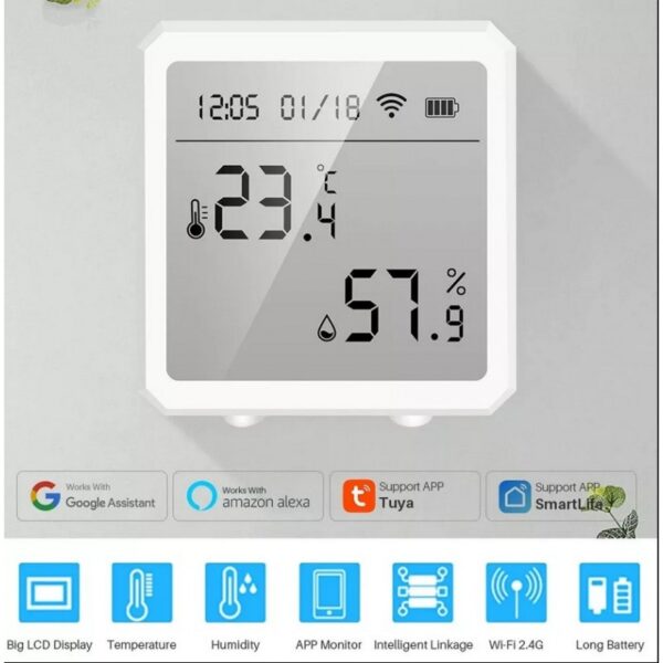 KAPTM100WF thermomètre capteur de température et d'humidité Tuya WIFI mural – Image 5