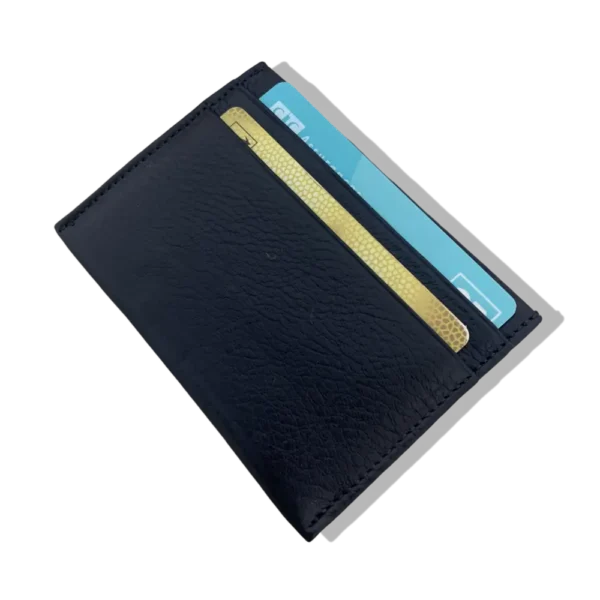 Présentoir de 8 Protège CB Barrière RFID en cuir 4 cartes bleu nuit – Image 4