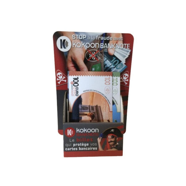 Présentoir de 12 Billets Barrière RFID Kokoon Banknote assortis