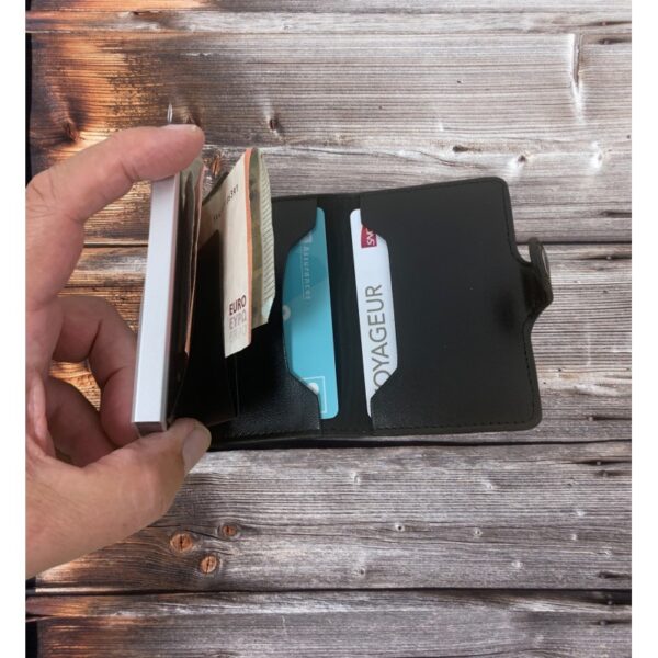 Portefeuille Barrière RFID Metal & Cuir PU Noir – Image 5