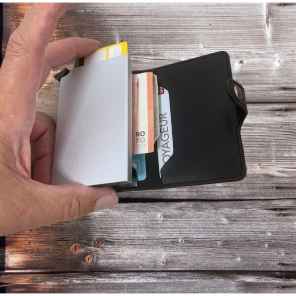 Portefeuille Barrière RFID Metal & Cuir PU Noir – Image 6