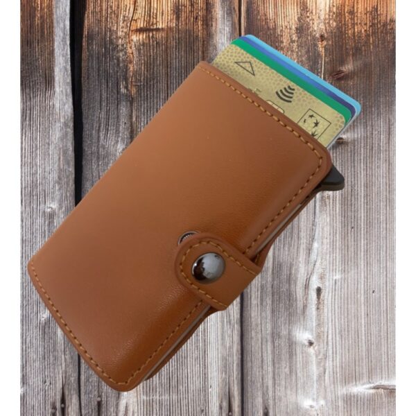 Portefeuille Barrière RFID Metal & Cuir PU Marron – Image 3
