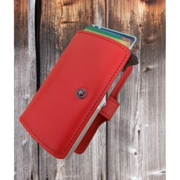 Portefeuille Barrière RFID Metal & Cuir PU Rouge – Image 3