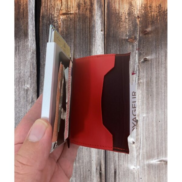 Portefeuille Barrière RFID Metal & Cuir PU Rouge – Image 4