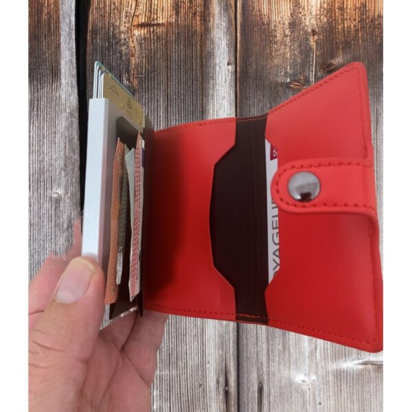 Portefeuille Barrière RFID Metal & Cuir PU Rouge – Image 5