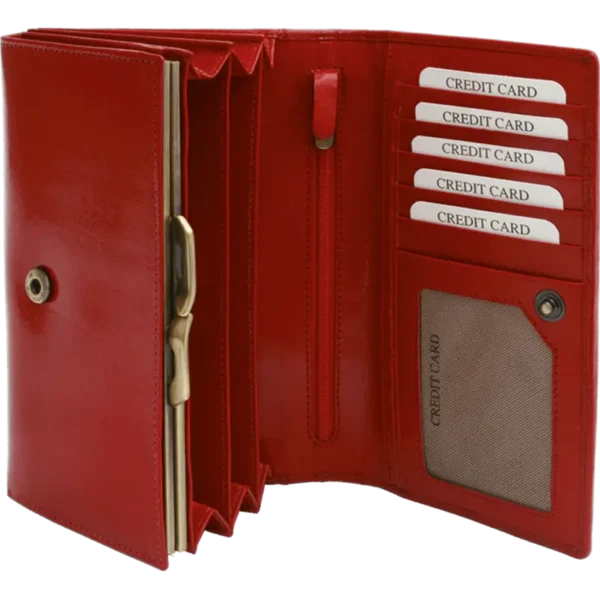 Portefeuille femme compagnon barrière anti-RFID - Rouge
