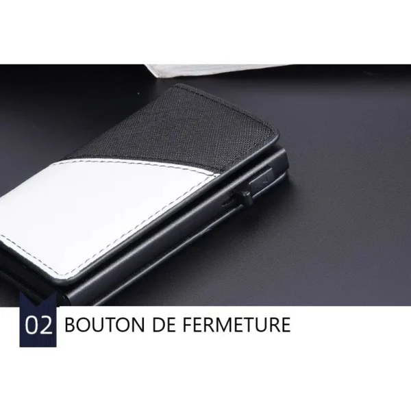 Portefeuille Barrière RFID Métal & Cuir PU PATCHWORK CHOCOLAT – Image 6