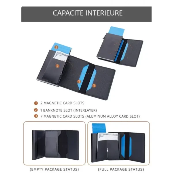 Portefeuille Barrière RFID Métal & Cuir PU PATCHWORK CHOCOLAT – Image 8