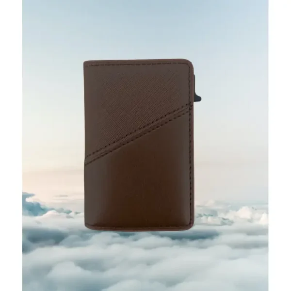 Portefeuille Barrière RFID Métal & Cuir PU PATCHWORK CHOCOLAT – Image 2