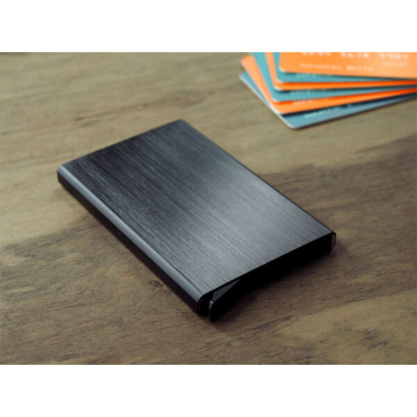 Porte cartes Barrière RFID Aluminium brossé gris foncé – Image 2