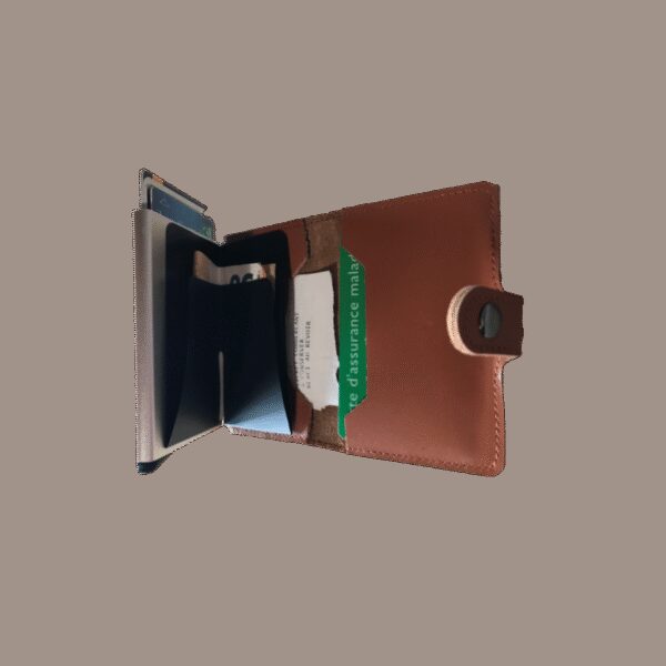 Portefeuille Barrière RFID Metal & Cuir Marron – Image 3