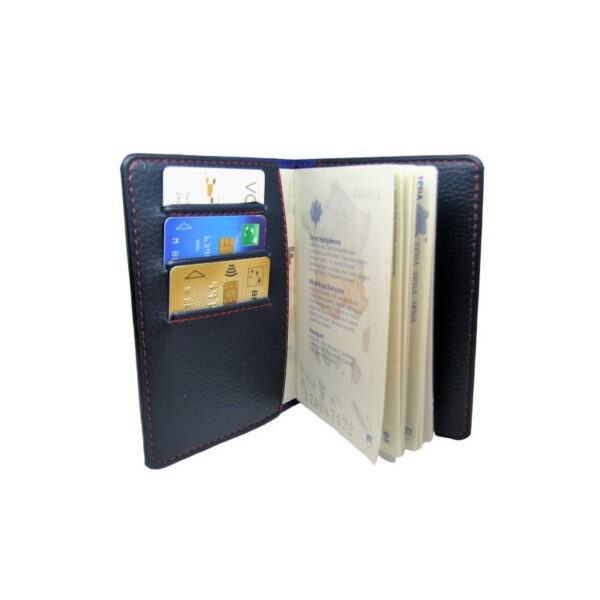 Protège-passeport Simili cuir bleu marine – Image 2