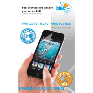 Verre trempé anti lumière bleue 100% pour iPhone X/XS & 11 Pro