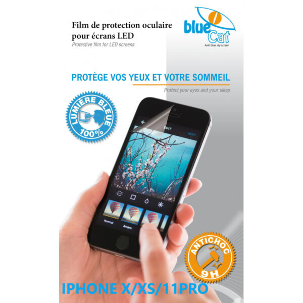 Verre trempé anti lumière bleue 100% pour iPhone X/XS & 11 Pro