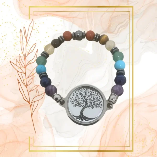 BRACELET ANTI-ONDES « 7 CHAKRAS » avec pierres naturelles - 18CM, ARBRE DE VIE