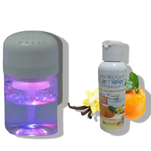 KIT COMPOSE D'UN PURIFICATEUR D'AIR PORTABLE ALIZE POUR VOITURE ET UN DESINFECTANT RELAXANT CONCENTRE 125ML