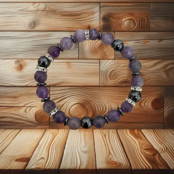BRACELET AMETHYSTE ET HEMATITE - 19CM