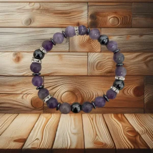 BRACELET AMETHYSTE ET HEMATITE - 18CM