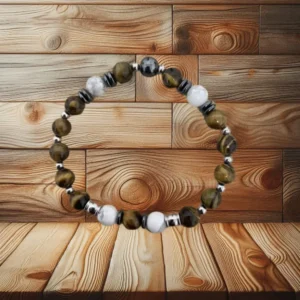 BRACELET HOMME IL DE TIGRE HOWLITE - 21CM