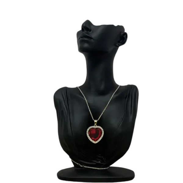 COLLIER AVEC PENDENTIF COEUR ANTI ONDES - COEUR RUBIS