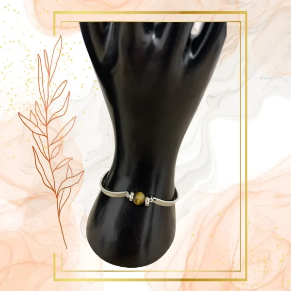 DUO PENDENTIF ANTI ONDE METAL ET PIERRE ŒIL DE TIGRE AVEC SON BRACELET ASSORTI – Image 4