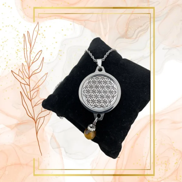 DUO PENDENTIF ANTI ONDE METAL ET PIERRE ŒIL DE TIGRE AVEC SON BRACELET ASSORTI – Image 3