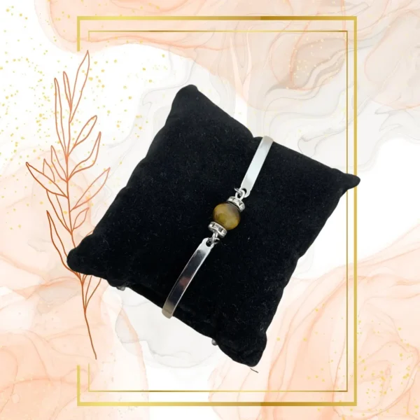 DUO PENDENTIF ANTI ONDE METAL ET PIERRE ŒIL DE TIGRE AVEC SON BRACELET ASSORTI – Image 5