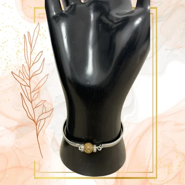 DUO PENDENTIF ANTI ONDE METAL ET PIERRE JASPE PAYSAGE AVEC SON BRACELET ASSORTI – Image 5