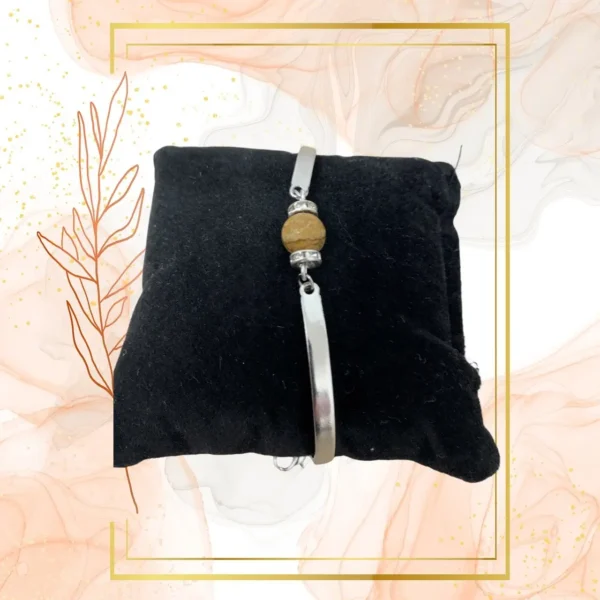 DUO PENDENTIF ANTI ONDE METAL ET PIERRE JASPE PAYSAGE AVEC SON BRACELET ASSORTI – Image 6
