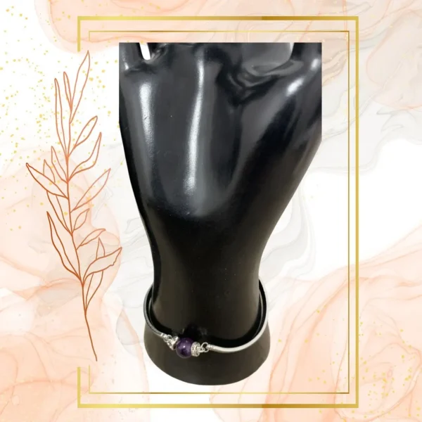DUO PENDENTIF ANTI ONDE METAL ET PIERRE AMETHYSTE AVEC SON BRACELET ASSORTI – Image 6