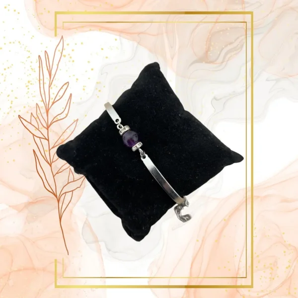 DUO PENDENTIF ANTI ONDE METAL ET PIERRE AMETHYSTE AVEC SON BRACELET ASSORTI – Image 7