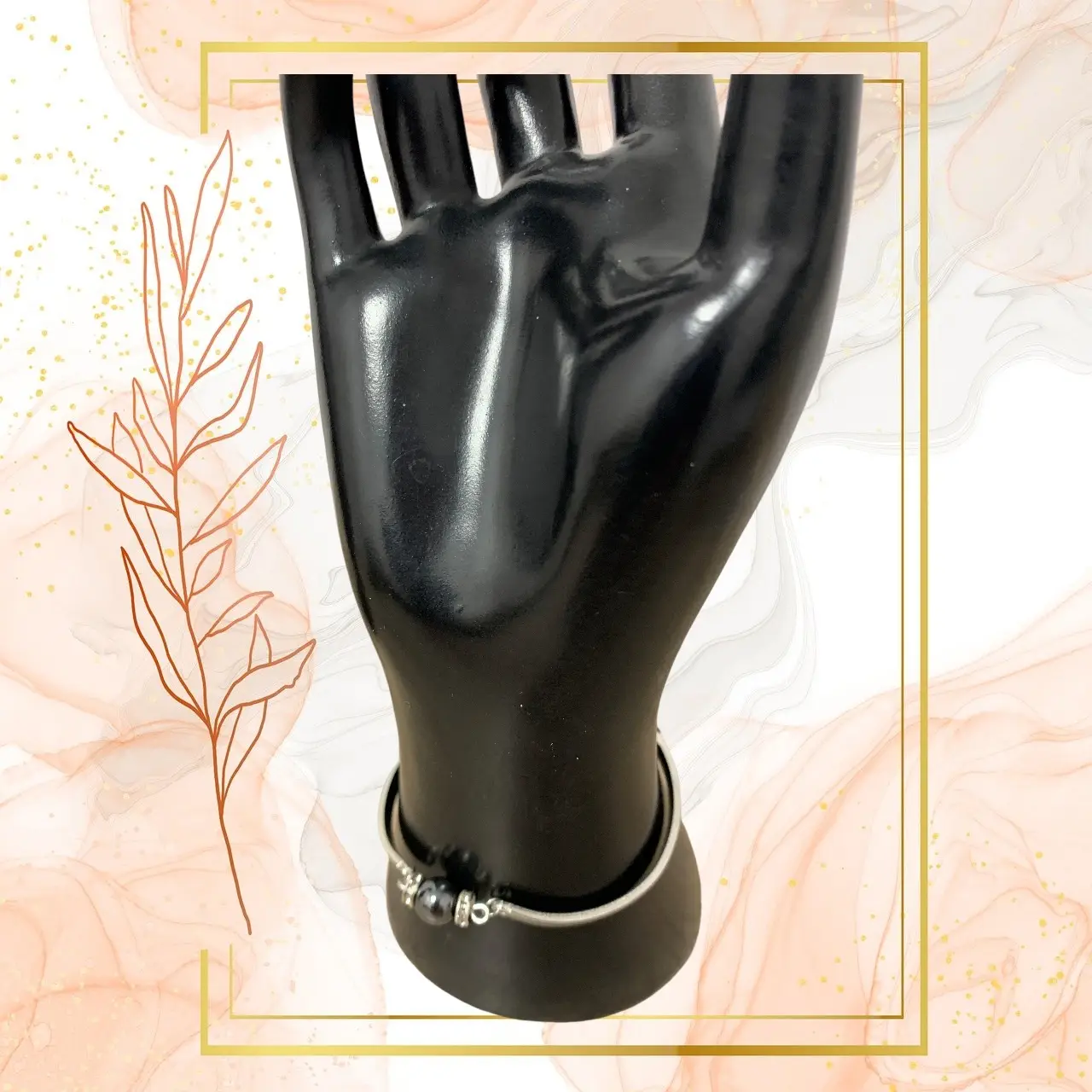 DUO PENDENTIF ANTI ONDE METAL ET PIERRES TIGRE BLEU, HEMATITE AVEC SON BRACELET ASSORTI – Image 5